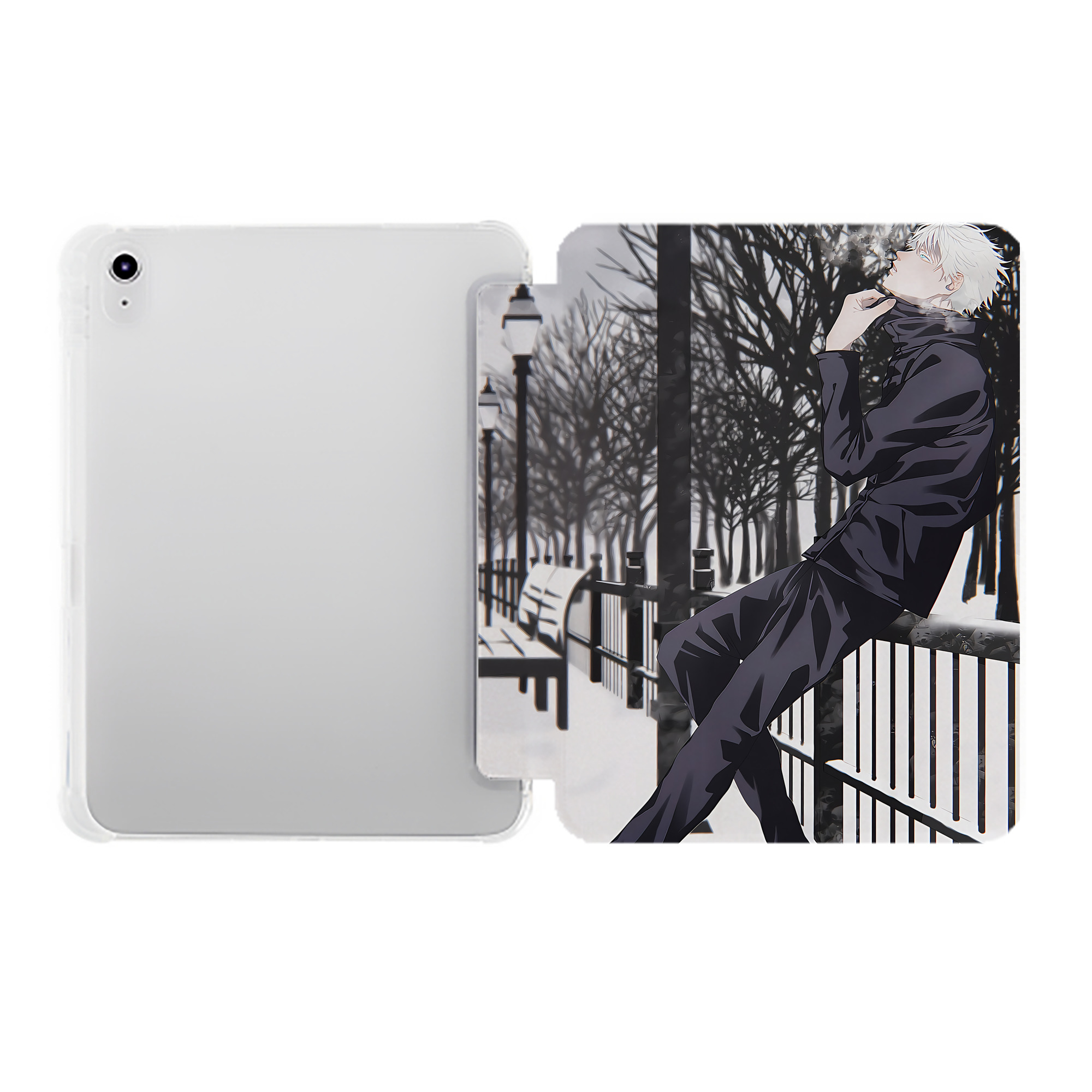 （画像用） 呪術廻戦 Jujutsu Kaisen IPad ケース ペン収納付き 三つ折りスタンド PUレザー×シリコン 対応機種9.5/10.5/10.9インチ
